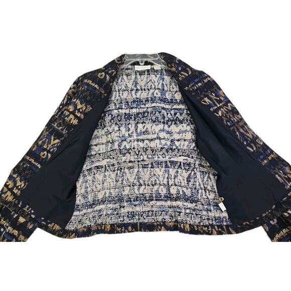 Dana Buchman ~Woman Size 12~ Black/Gold Blazer Top 100% Silk Unlined. - Picture 12 of 14